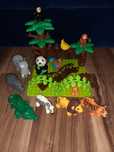 Klocki jak Lego Duplo Safari panda, słoń, lew, tygrys, zebra, struś