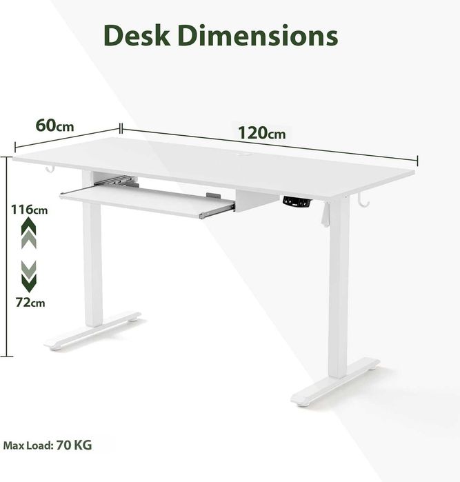 Nowe biurko elektryczne / regulowane / stół / 120x60CM / białe !A2964!