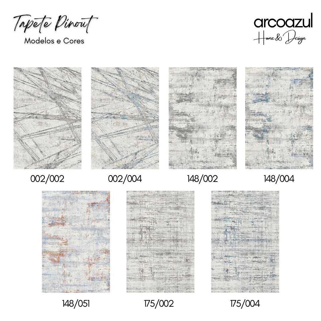 Tapete Pinout Cinza e Azul - 160x230cm By Arcoazul