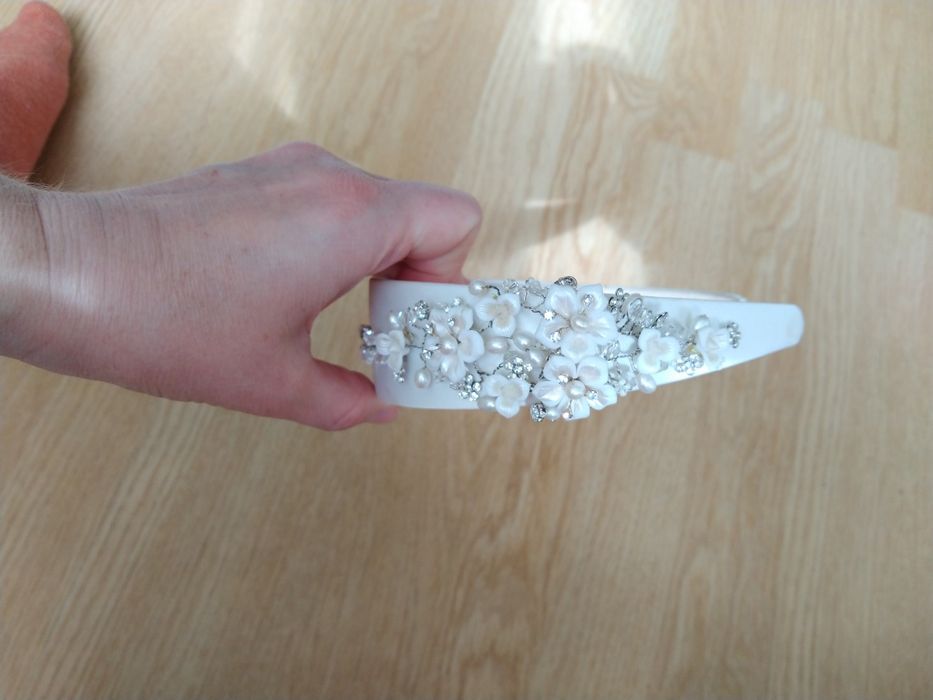 Обруч свадебный венок молочного цвета