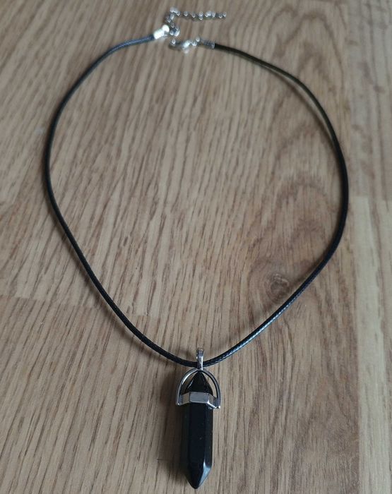 NOWY, Damski, Męski, Naszyjnik, Kamień, Czarny, Srebrny