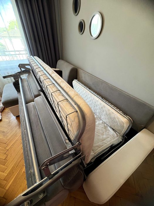 Rogówka z systemem włoskim 280x170cm szara, rozkładana, funkcja spania