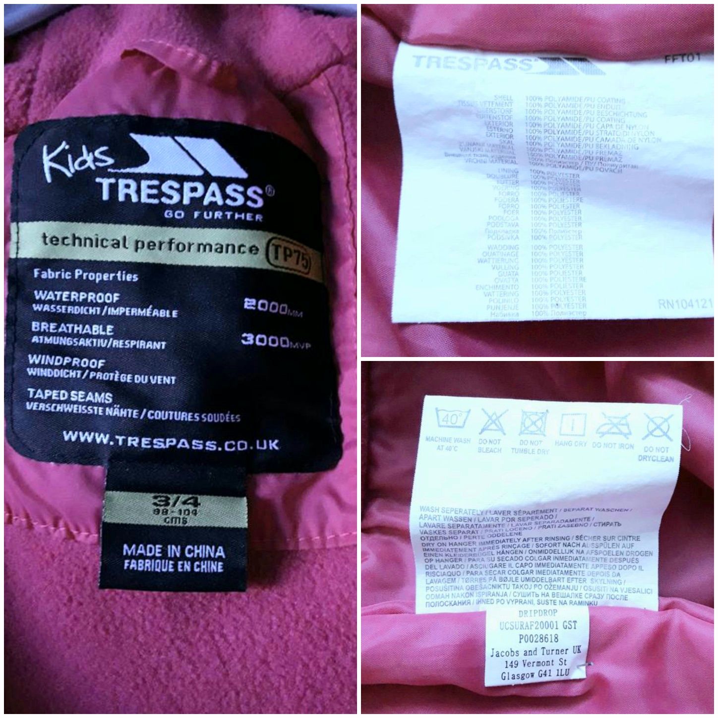 Тёплый, непромокаемый комбинезон, 3-4года, 98-104см, Trespass