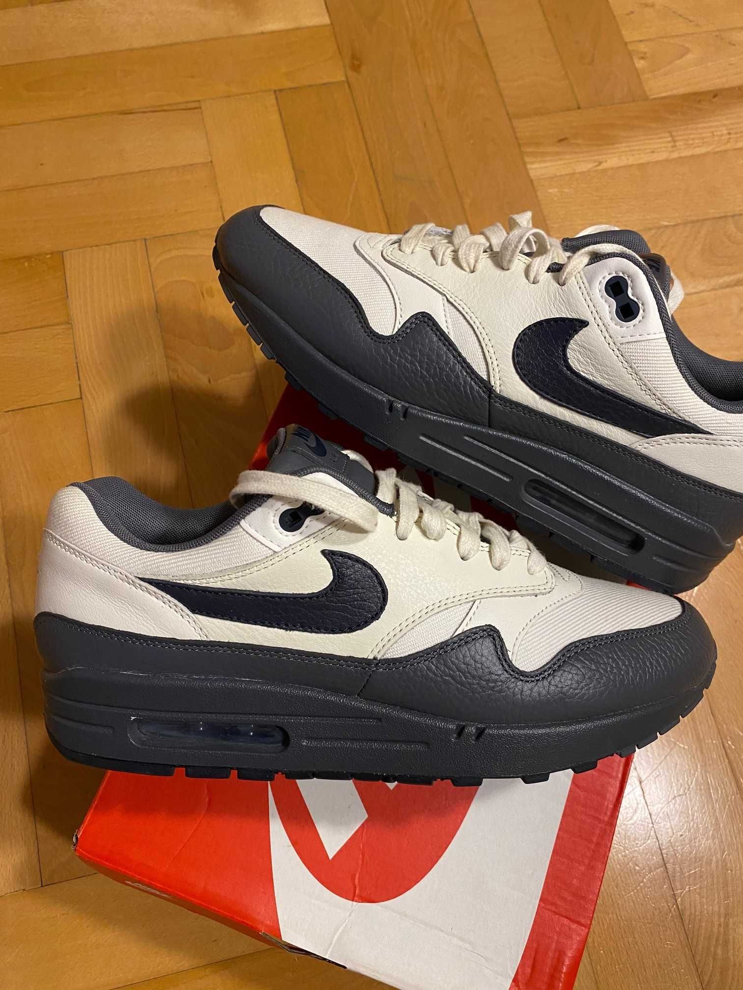 nike air max 1 premium sail dark obsidian 2017 us9 nowe