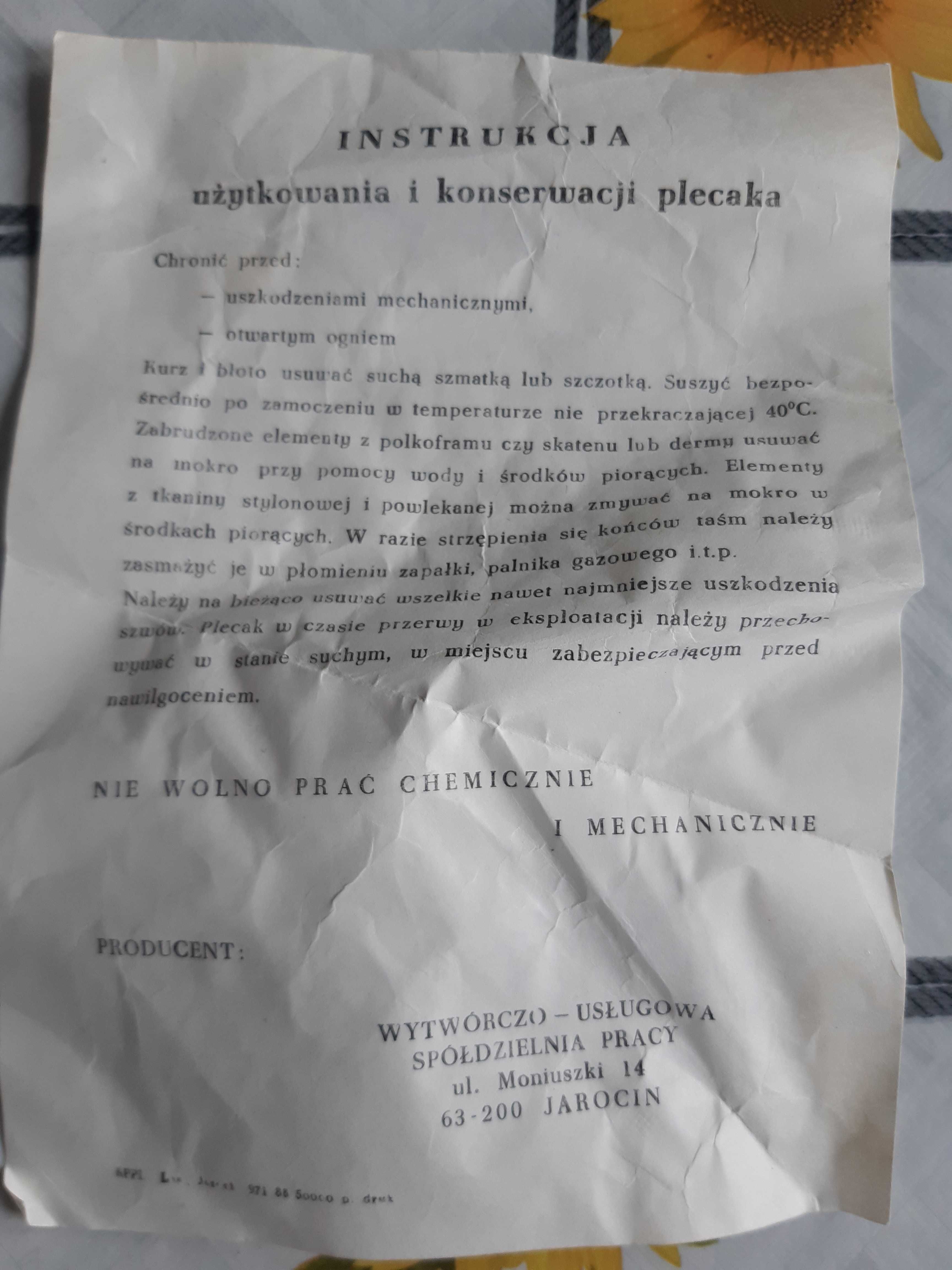 plecak Ornak II nowy z metką 1989 vintage PRL