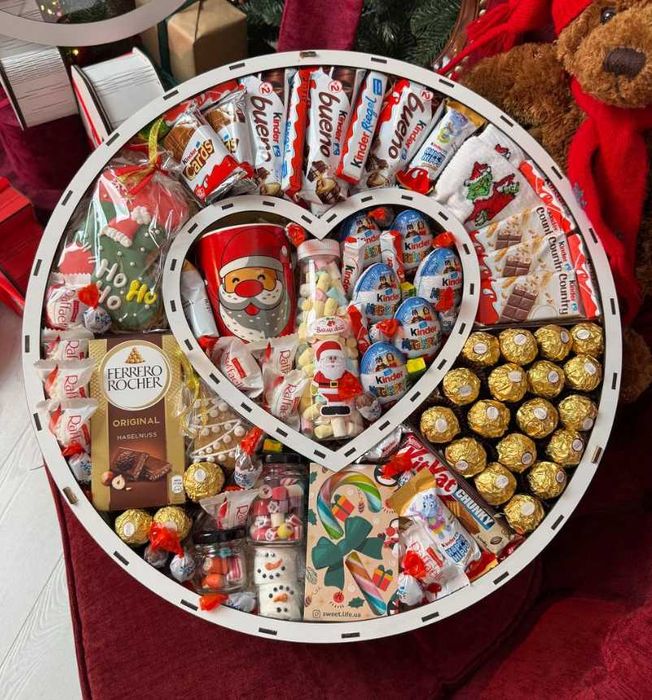 Новорічний подарунок, Подарунковий бокс із цукерками, Солодкий набір