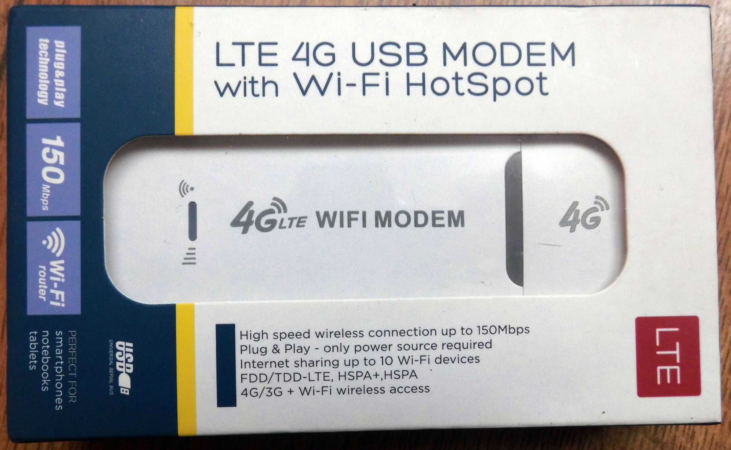 Modem USB 4G LTEb + Wi-Fi HotSpot