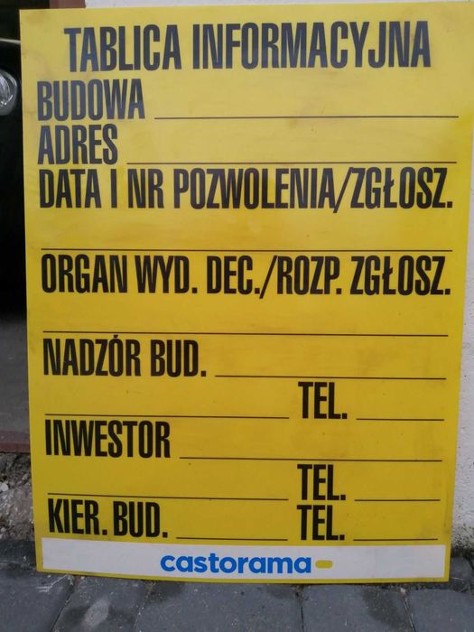 budowlana tablica 50x65