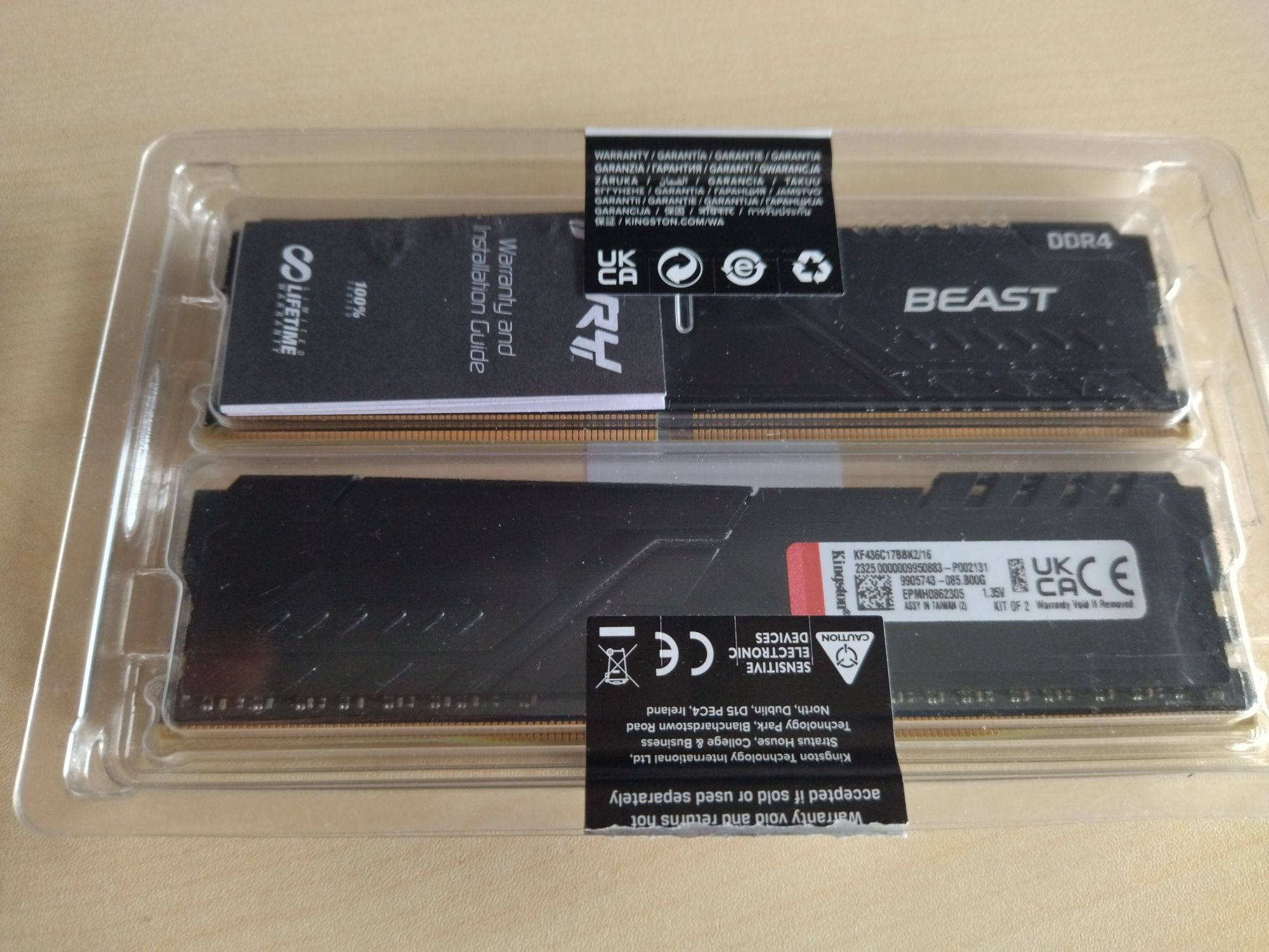 Kingston FURY 16GB (2x8GB) 3600MHz CL17 Beast Black