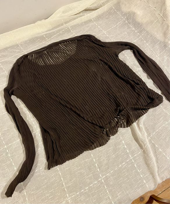 Brązowy dzianinowy bawełniany top Yves Saint Laurent