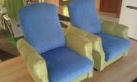 Dwa fotele zielono-niebieskie