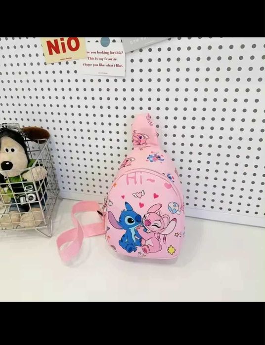 Torba na ramię plecak plecaczek Stitch różowy saszetka