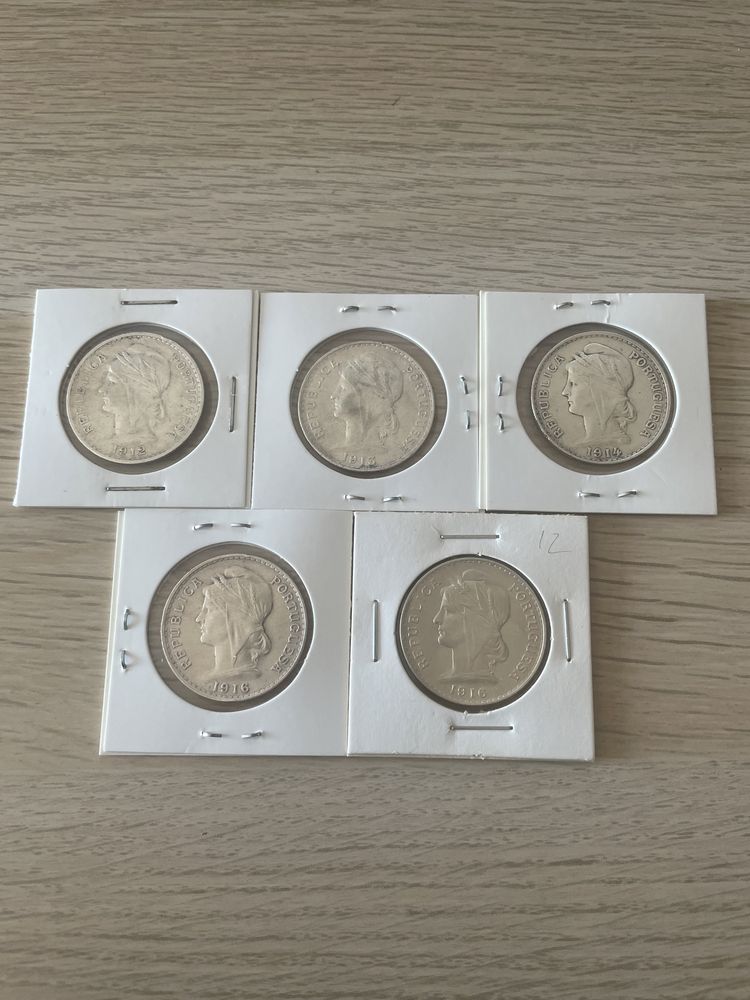 5 moedas de 50 centavos em prata (1912/1916)
