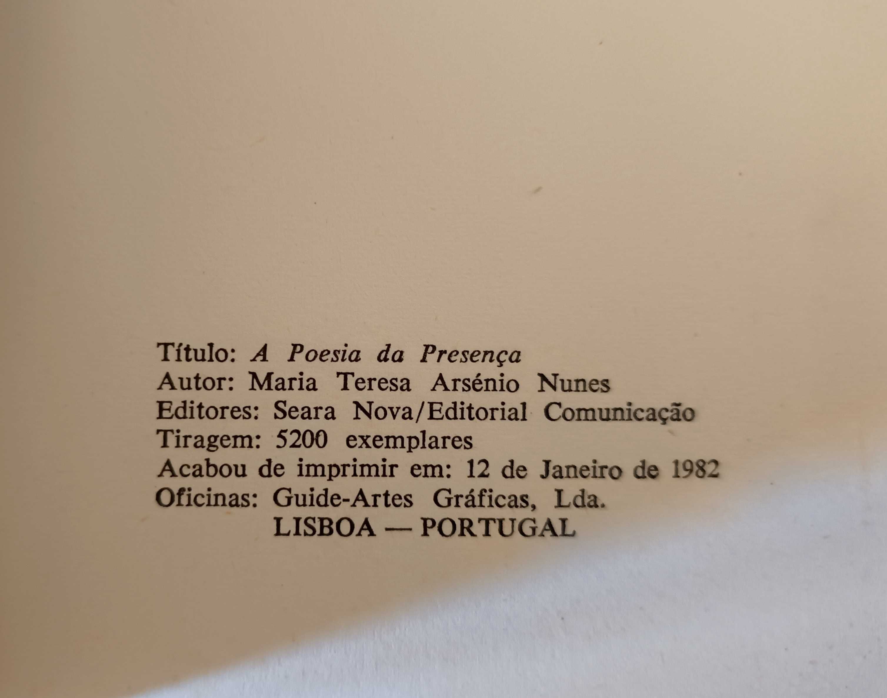 A Poesia da Presença - Maria Teresa Arsénio Nunes