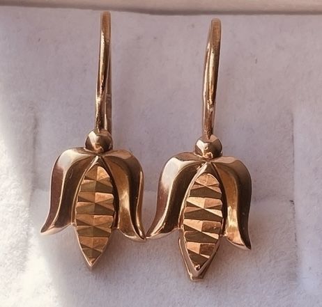 Золоті сережки СССР (4,14 гр. 585 проба)