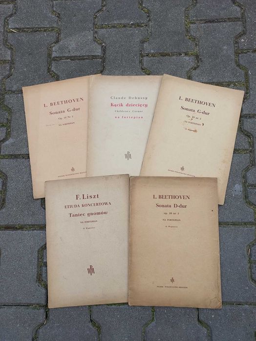 Zestaw 5szt stare książki zeszyty z nutami fortepian Woytowicz PWM
