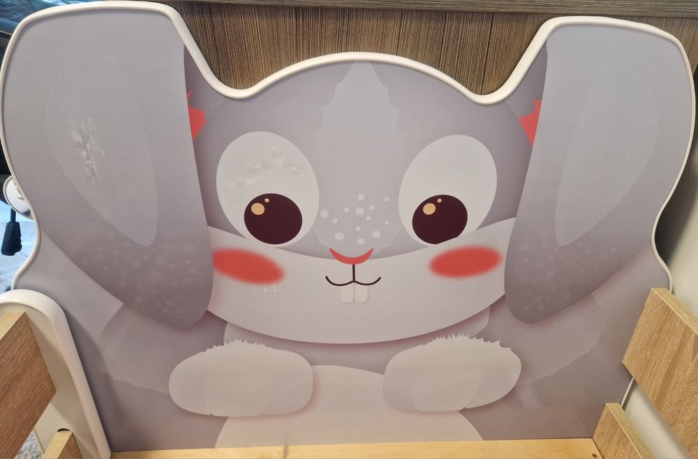 Łóżeczko łóżko dziecięce drewniane królik 140x70 materac pościel