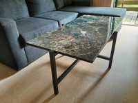 Ława stolik z blatem marmurowym metalowe nogi salon