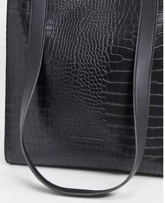 Torba Czarna nowa A4 wzór Croco Zara Mango