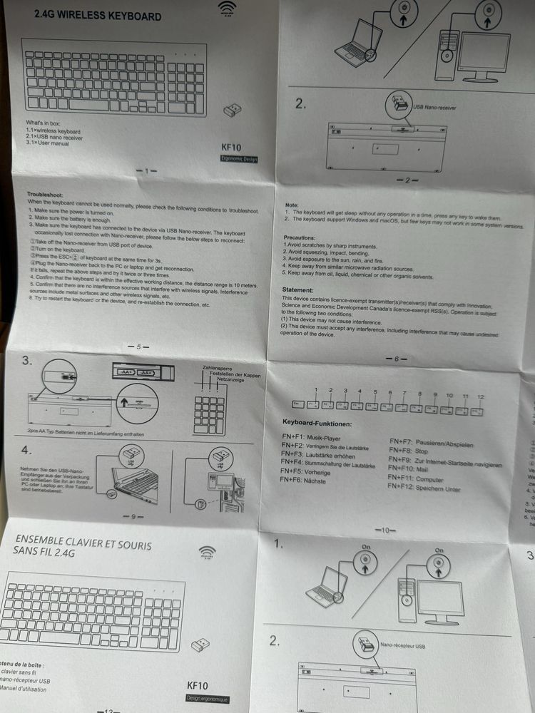 Ergonomiczna klawiatura bezprzewodowa Cimetech 2,4 GHz francuska