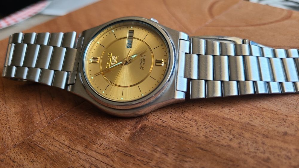 Винтажные наручные часы SEIKO 5, полностью рабочие, Dial - позолота!