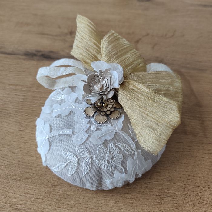 Fascynator ślubny handmade vintage ozdoba do włosów