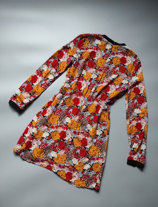 Krótka sukienka z długim rękawem Zara XS wiskoza nowa