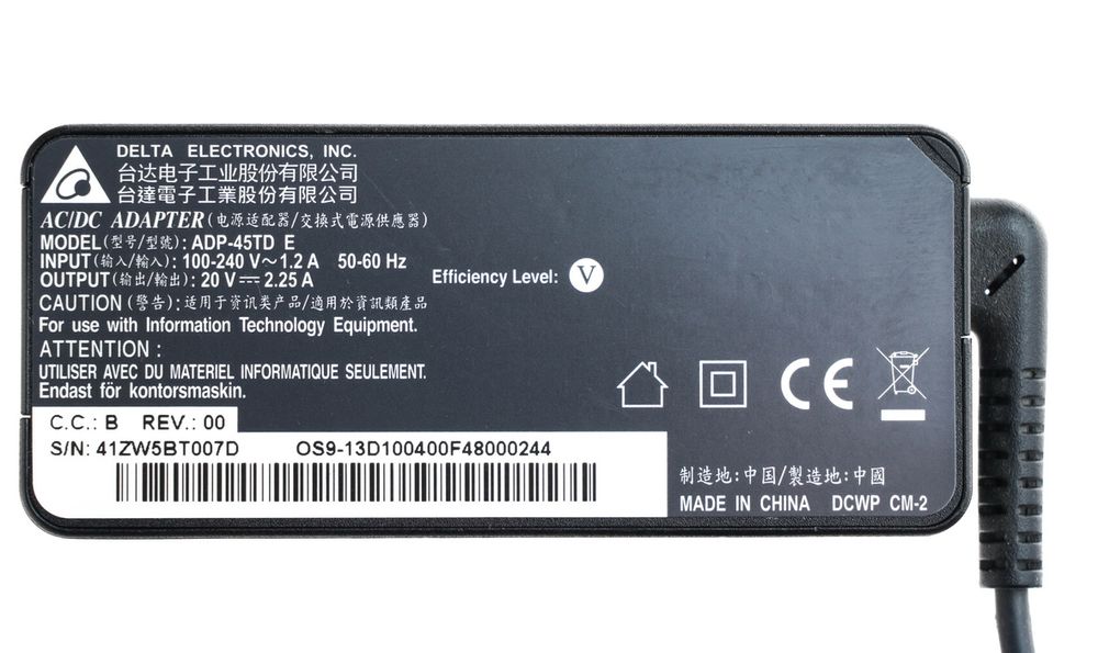 Oryginalny Zasilacz Delta Adp-45Td E 45W / 20V~2.25A / Lenovo Slimtip