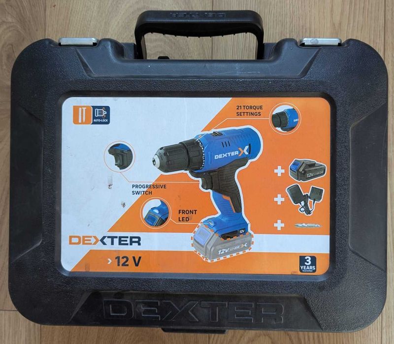 Wiertarko-wkrętarka akumulatorowa 12V 23Nm 2Ah Dexter