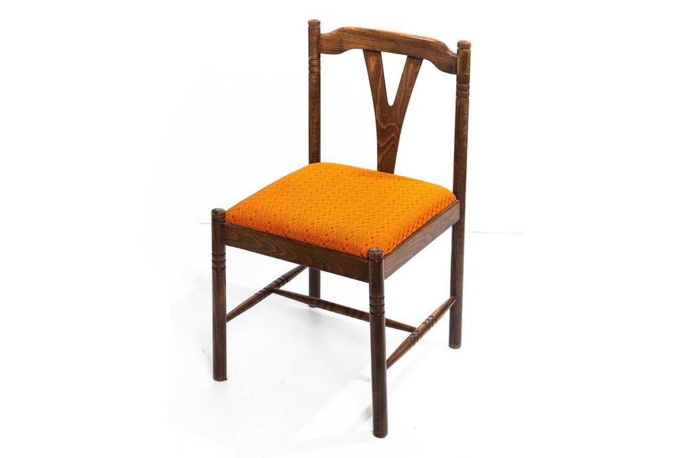 Krzesło PRL pomarańczowe siedzisko