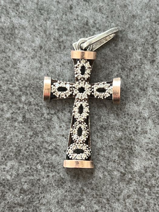 Хрестик срібно золотий