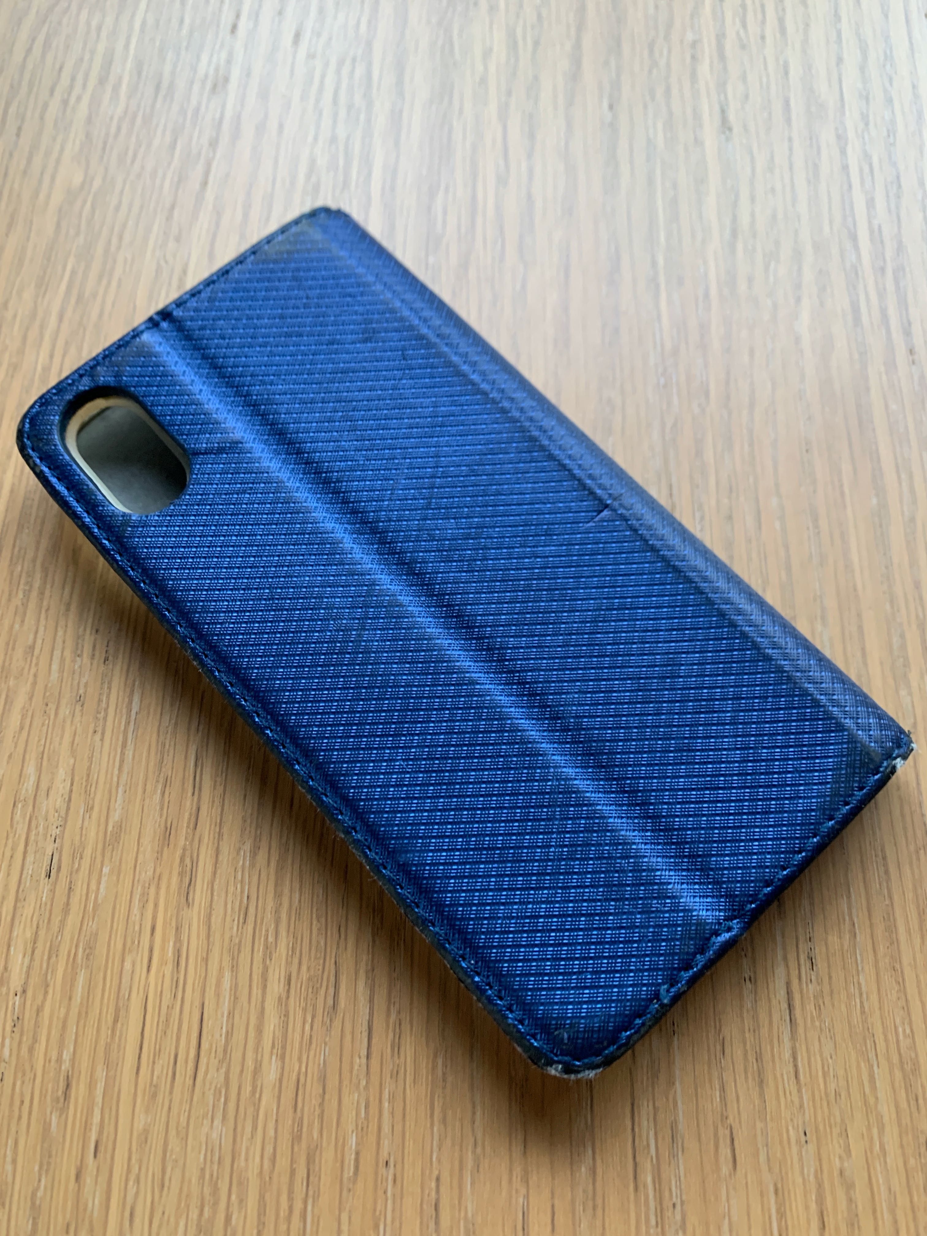 Etui z klapką do iPhone X /XS etui czarny + Szkło hartowane