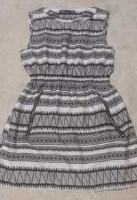 Sukienka letnia 42 biało czarna aztecki wzór