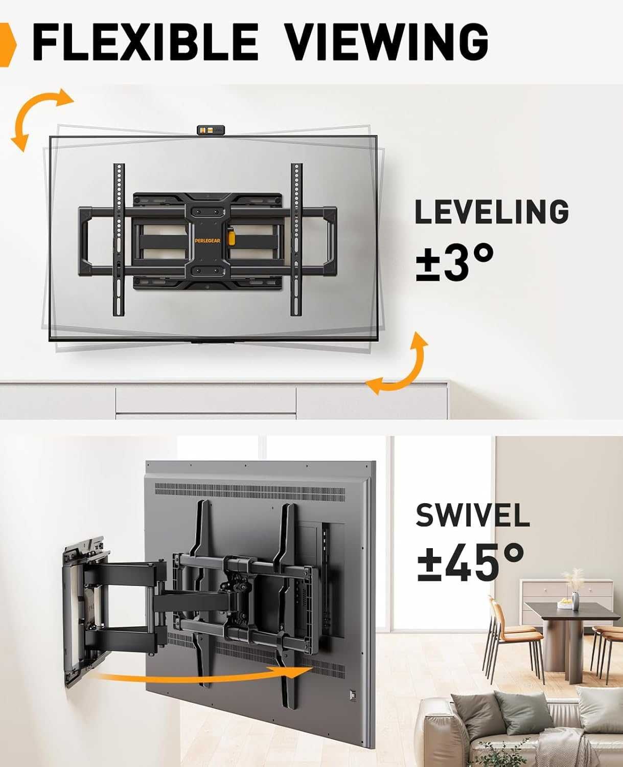 Perlegear uchwyt ścienny TV 42-84", wychylny, do 60 kg, VESA uniwersal