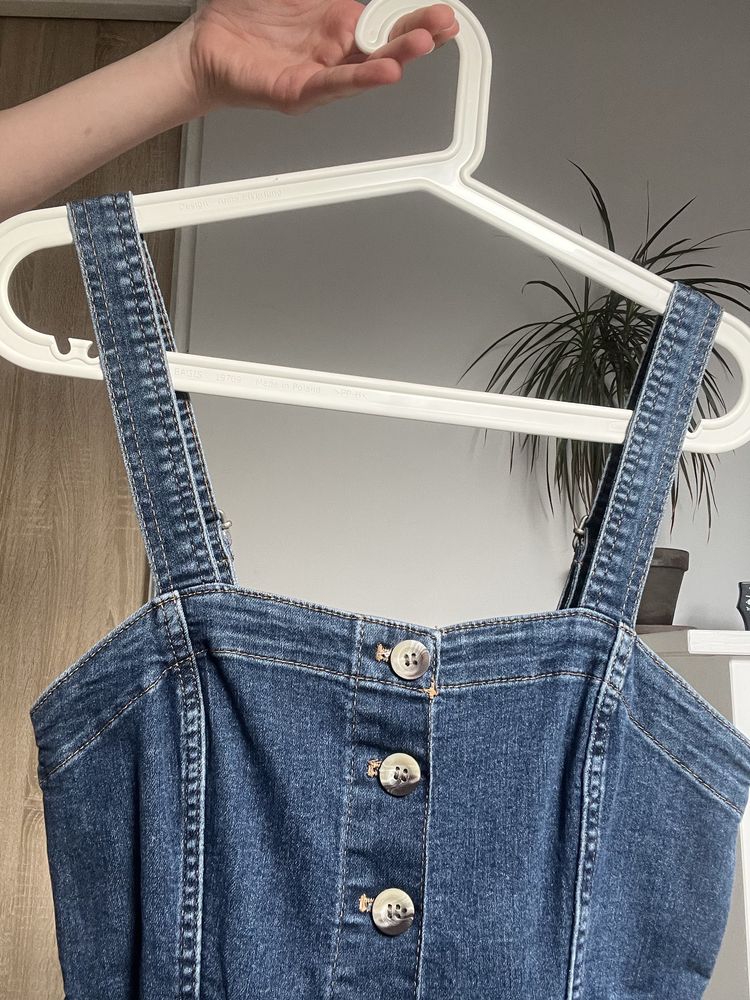 Krótka jeansowa sukienka zapinana na guziki H&M