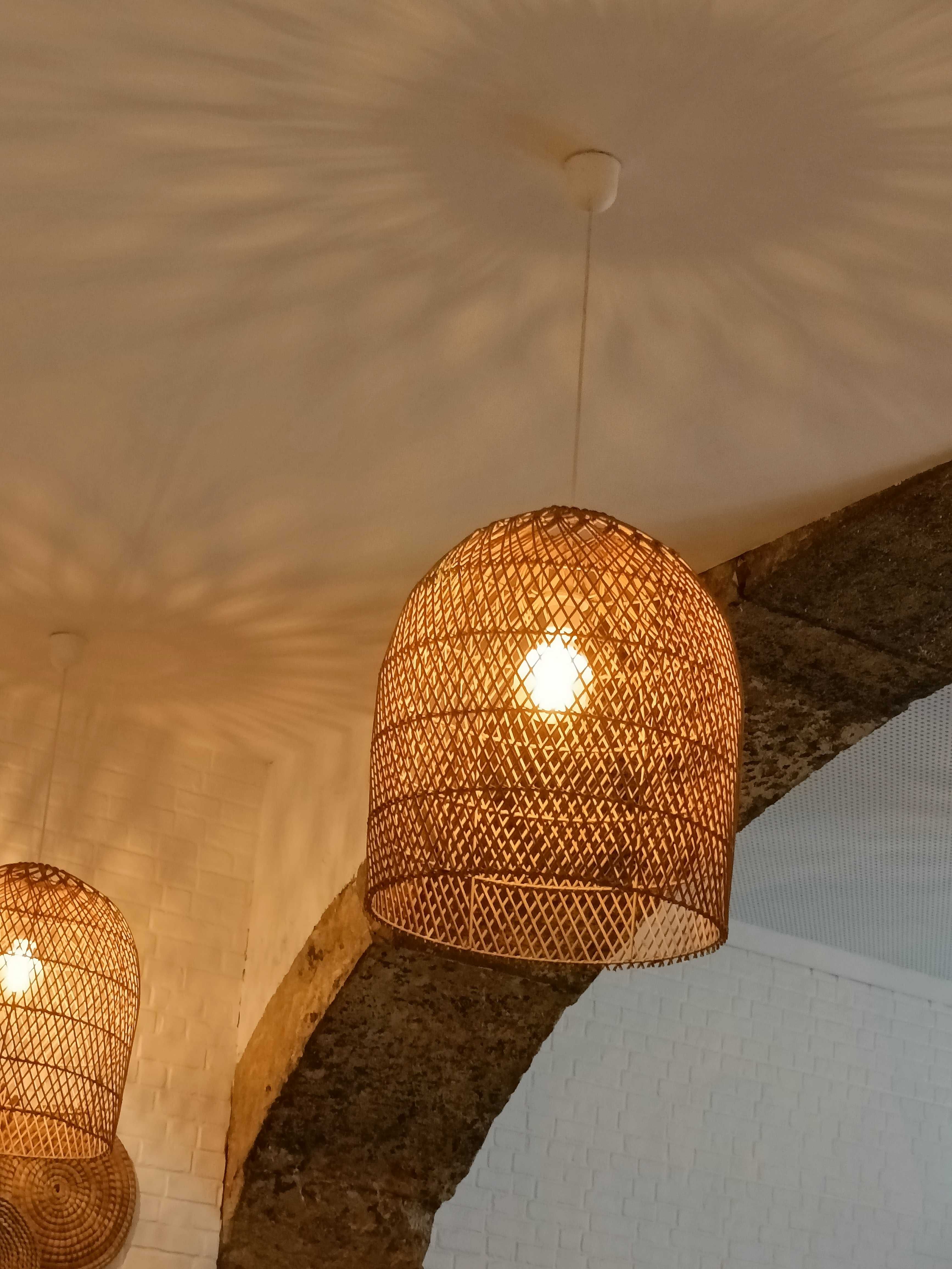Abajur para candeeiro de teto ratã com acabamento natural