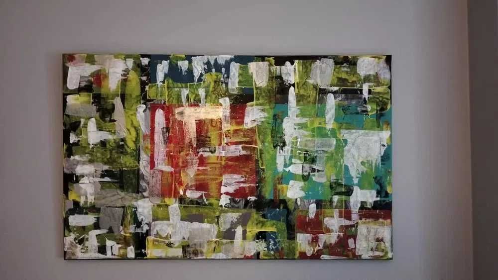 Tela abstracta pintada a acrílico 80x50cm, Nova