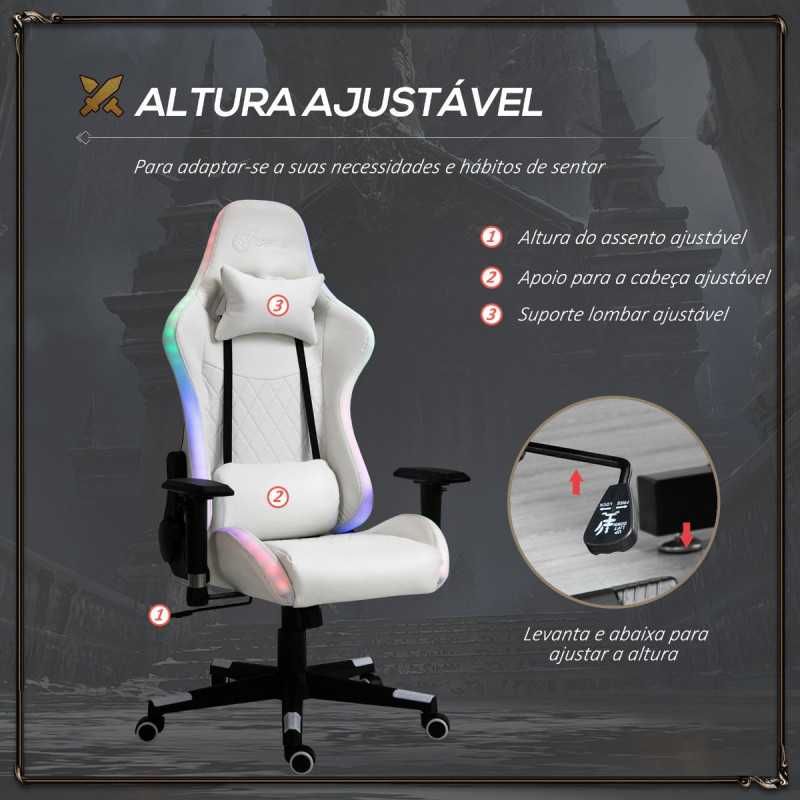 CADEIRA GAMING ERGONÔMICA PROFISSIONAL RECLINÁVEL -  LUZ LED