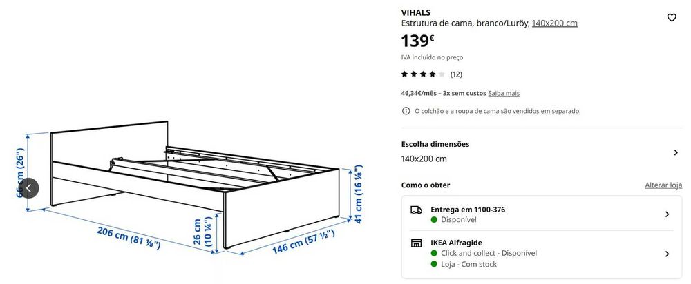 Estrutura de cama IKEA VIHALS