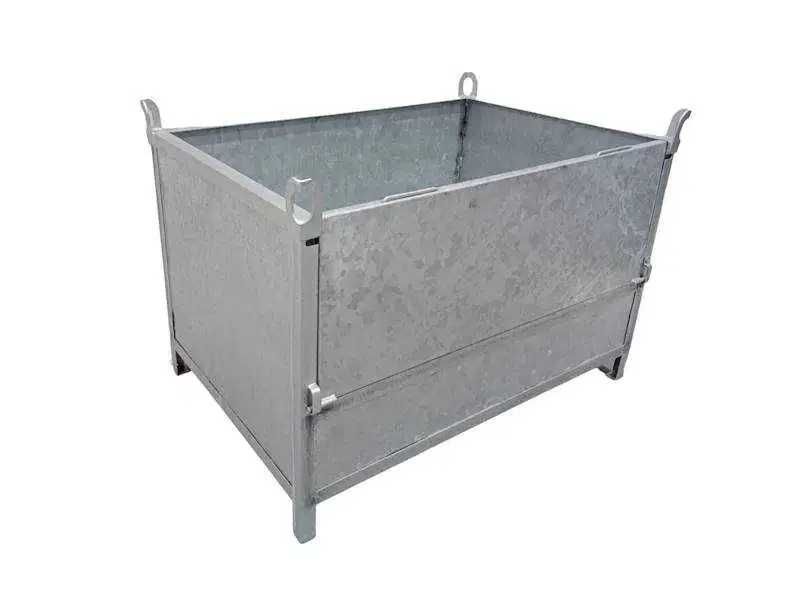 Skrzyniopaleta  metalowa z otwieranym bokiem Ocynk