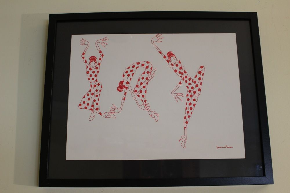 Pintura Joana Rosa Original Caneta s Papel "Flamengo" 53 x 43 cm