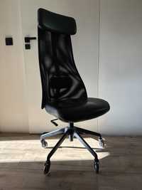 krzesło skórzane ergono. kółka kauczukowe IKEA biurowe z podkładnikami