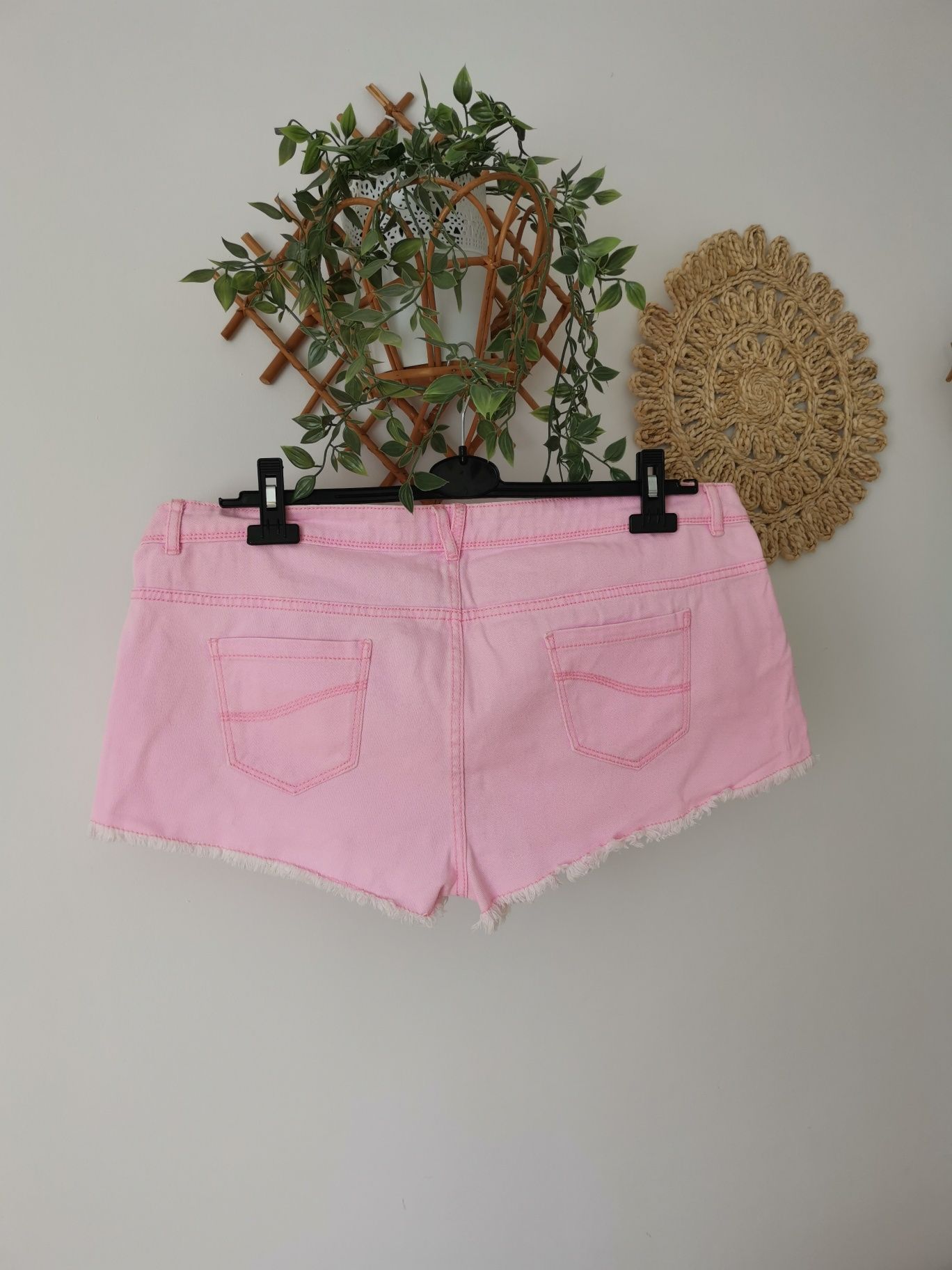 Różowe szorty krótkie spodenki jeansowe 46 xxxl