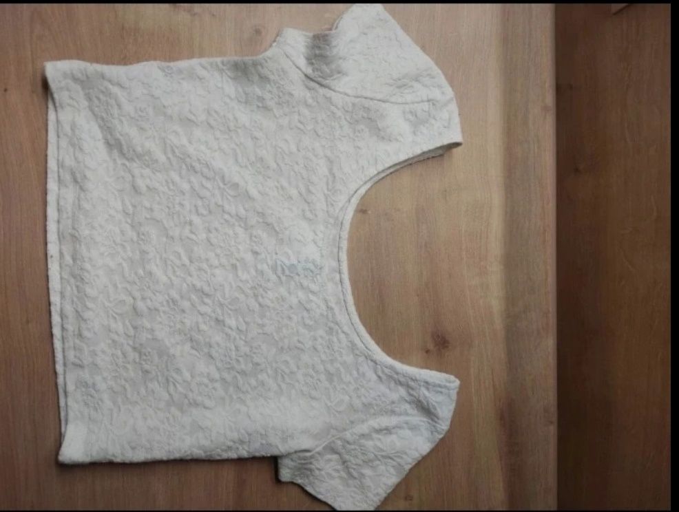 Bluzka koszulka crop top kremowa S/36