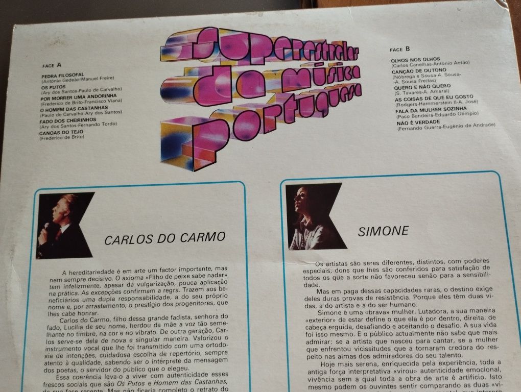 Vinil LP Música Pop. Portug. (Amália R. Carlos do Carmo, Simone etc)