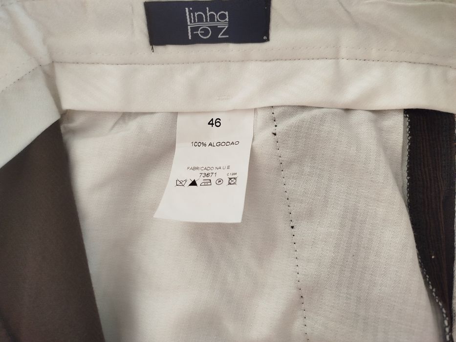 Calças de bombazine masculinas com prega