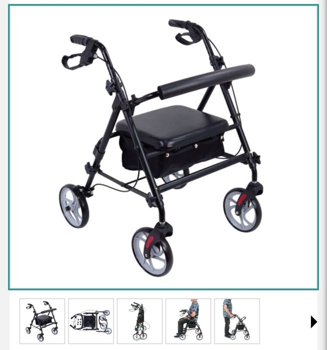 Wozek Podpórka czterokołowa aluminiowa - CARBON - składana, wykonana z