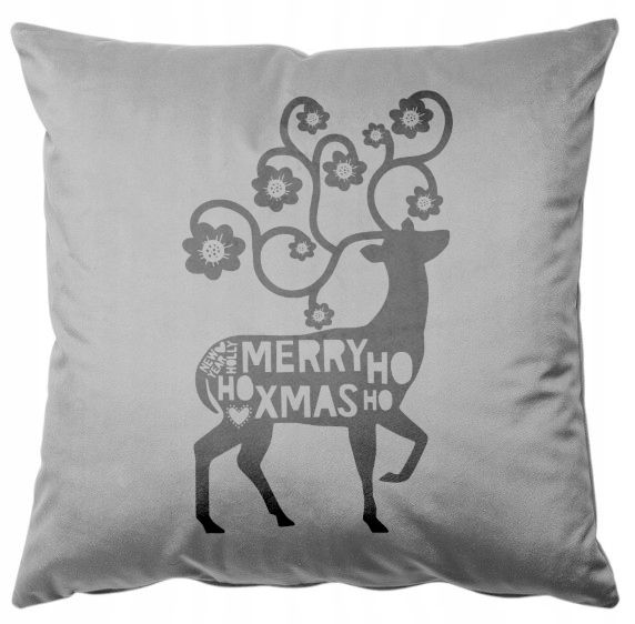 Świąteczna Poszewka welurowa + poduszka 40x40  Merry Christmas jeleń