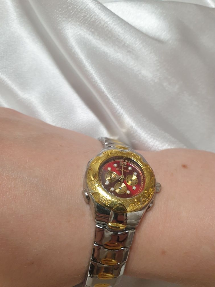 Nowy zegarek na rękę szwajcarski geneva złoty srebrny