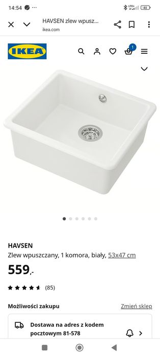 Zlew kuchenny biały ceramiczny Ikea